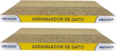 Kit 2 Arranhadores de Gato em Papelão Ondulado Anti Estresse Aparência de Madeira