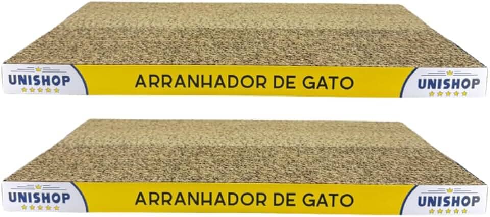 Kit 2 Arranhadores de Gato em Papelão Ondulado Anti Estresse Aparência de Madeira