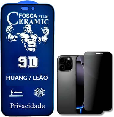 Película Protetora Cerâmica Fosca Privacidade iPhone X 11 12 13 14 15 16 E PRO MAX Proteção Total, Anti-Risco, Anti-Espião e Não Deixa Marca De Dedo Na Tela (13/13PRO/14/16E)