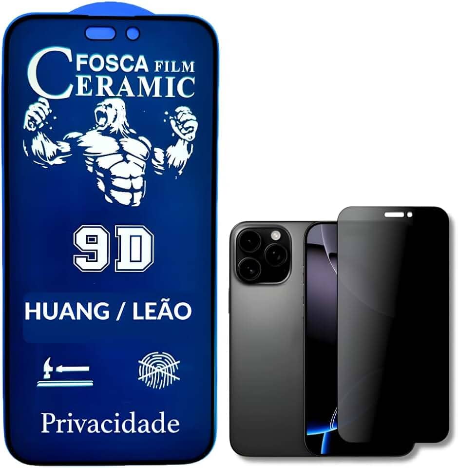 Película Protetora Cerâmica Fosca Privacidade iPhone X 11 12 13 14 15 16 E PRO MAX Proteção Total, Anti-Risco, Anti-Espião e Não Deixa Marca De Dedo Na Tela (13/13PRO/14/16E)