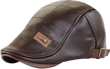 Boina Masculina Italiana Em Couro PU Premium Confortável Cor:Marrom;Tamanho:Ajustável