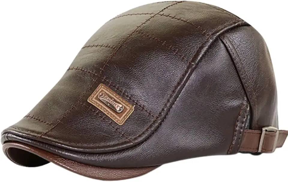 Boina Masculina Italiana Em Couro PU Premium Confortável Cor:Marrom;Tamanho:Ajustável