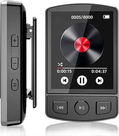 MP3 Music Player MP3 Player Bluetooth Música Digital Portátil Bluetooth FM Som sem Perdas HiFi Suporte TF Card de Até 128 GB Preto(Função de clipe traseiro)-FBA