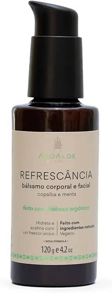 AHOALOE Bálsamo Corporal e Facial Pós-Sol Refrescância com Aloe Vera – Babosa, Copaíba e Menta - Ingredientes Naturais - Hidrata, Acalma e Refresca a Pele - 115 ml