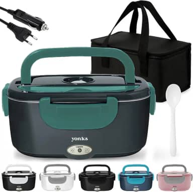 Marmita Elétrica Yonks 60W com Bolsa Térmica – Bivolt 110V/220V + Cabo Veicular 12V/24V – Marmita para Carro e Caminhão (Verde)