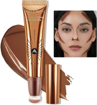 Contorno em Bastão Líquido para Bochechas, Corretivo Líquido com Aplicador Almofada, Fórmula Construível, Contour Líquido Bronzer Stick Long Lasting Maquiagem Facial Natural
