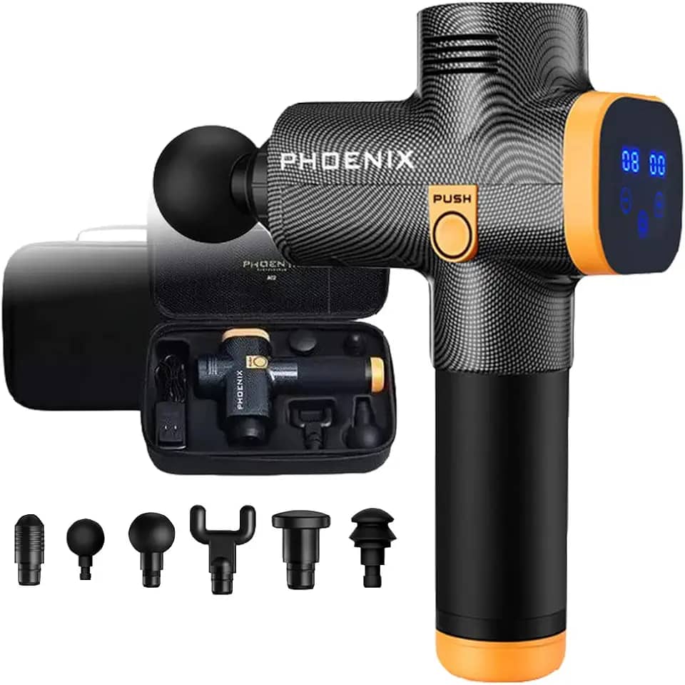 Pistola Massageadora Phoenix A2 Profissional 20 Velocidades 6 Ponteiras