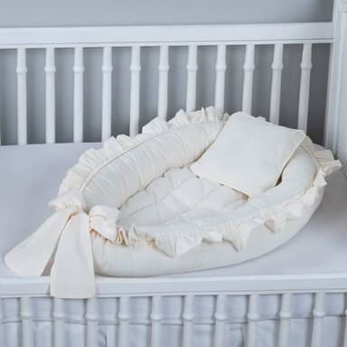 Ninho Redutor de Berço Babado Percal 200 Fios Algodão (Palha, 1)