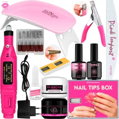 Kit Manicure Completo Gel de Unhas com Cabine Sun Mini LED 6W e Lixadeira Elétrica Caneta Bivolt