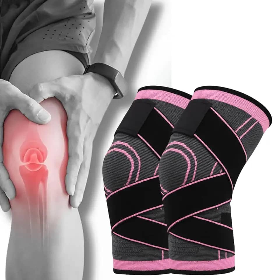 Joelheira Protetora Esportiva Faixa De Compressão Ajustável Ortopedica Para Dores Ideal Para Esportes de velocidade Ginastica Volei Basquete Futbebol (2, ROSA)