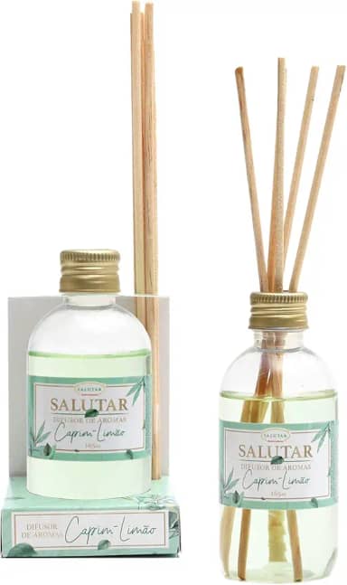 Aromatizador de Ambiente Capim-Limão 165 ml Difusor com 5 Varetas, Salutar