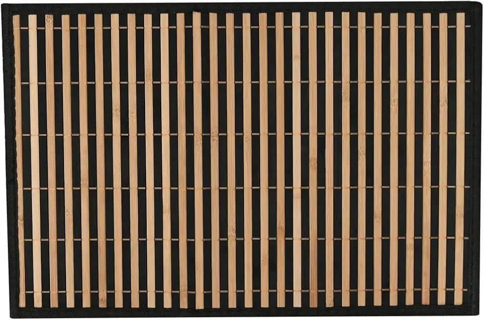 Mimo Style Lugar Americano de Bambu Listras Cru/Preto com 45cmx30cm para Mesa, Cozinha e Sala de Jantar - Moderno Sofisticado Sustentável e Ecológico - Com Resistência Térmica e Evita Manchas