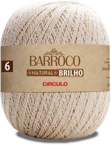 Barbante Barroco Natural Brilho nº6 - Ouro 700g (1150m)