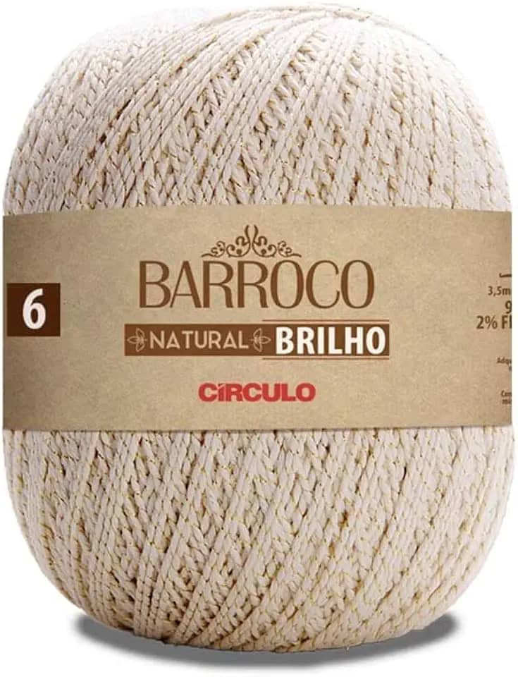 Barbante Barroco Natural Brilho nº6 - Ouro 700g (1150m)
