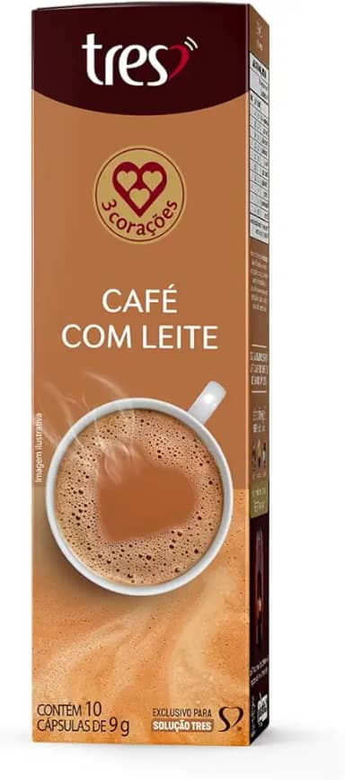 3 Corações Cápsula Café com Leite TRES - 10 unidades