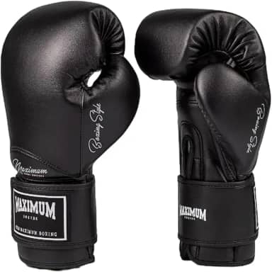 Luva de Boxe Muay Thai Maximum Classic Black Kickboxing MMA