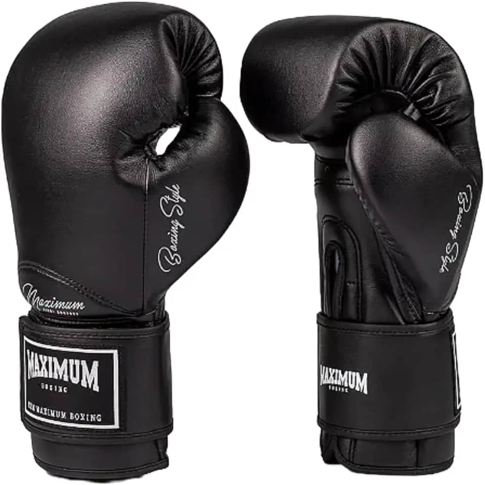 Luva de Boxe Muay Thai Maximum Classic Black Kickboxing MMA