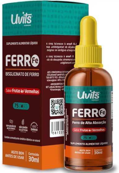Ferro Bisglicinato Líquido 30 ml Gotas Sublingual - Uvits