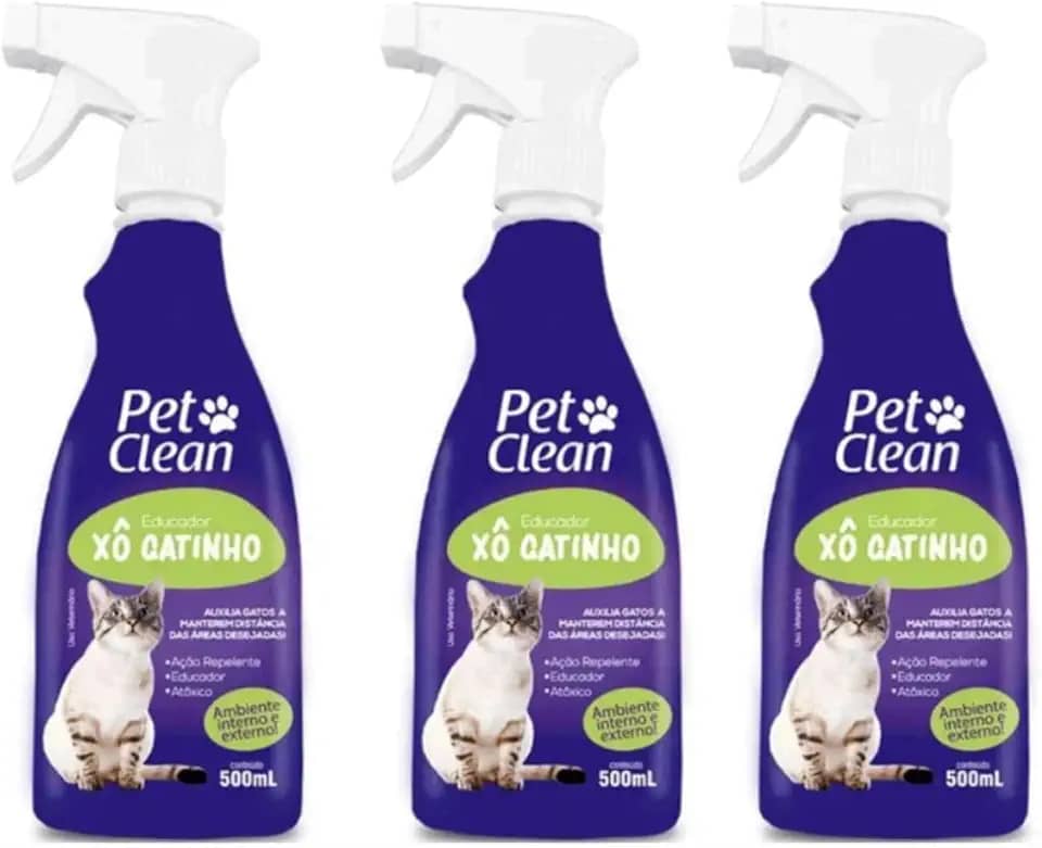 KIT 3 Xô Gatinho, Repelente Afasta Gatos Pet Clean 500ml cada