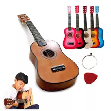 Mini Violão Infantil Acústico em Madeira Instrumento Musical com Cordas de Aço Tamanho 60cm Múltiplas Cores Disponíveis