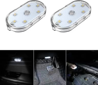 2 peças de luzes LED para carro, iluminação ambiente branca interior de carro, luz de leitura interior de carro recarregável por USB, luzes LED portáteis para carro