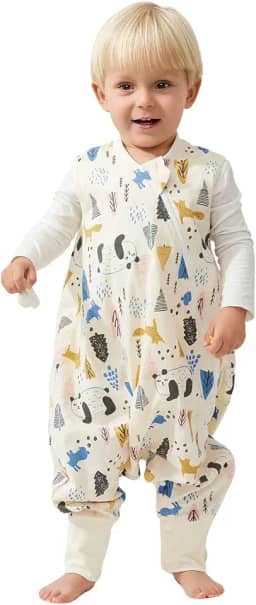 Duomiaomiao Saco de dormir infantil 100% algodão, leve, saco de dormir com pés, cobertor respirável e confortável para bebês