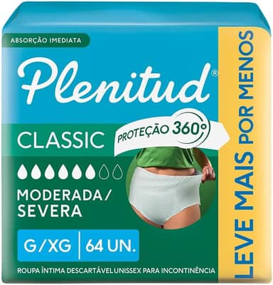 Plenitud Roupa Íntima Classic para Incontinência G/XG - 64 Un
