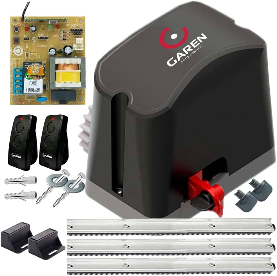 Kit Motor de Portão Deslizante Completo 2 Controles 3m Cremalheira (220, Volts)