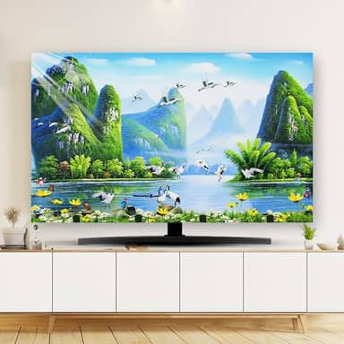 Capa de TV para ambientes internos 32-80 polegadas capa protetora contra poeira TV tela de computador pintura estilo moderno protetor de tela de TV para LCD LED quarto sala de estar decoração - verde