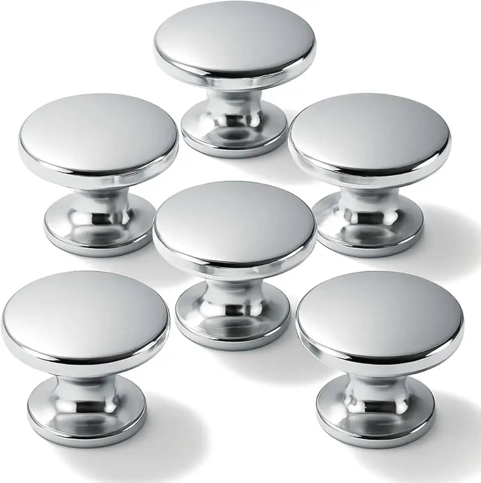 Kit 6 Puxadores Ponto Redondo Para Móveis Gaveta Armário (Cromado)