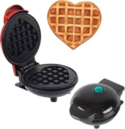 Mini Máquina de Waffle em Formato de Coração Pequena Portátil Forma Elétrica Retro Coração (Preto, 110V)