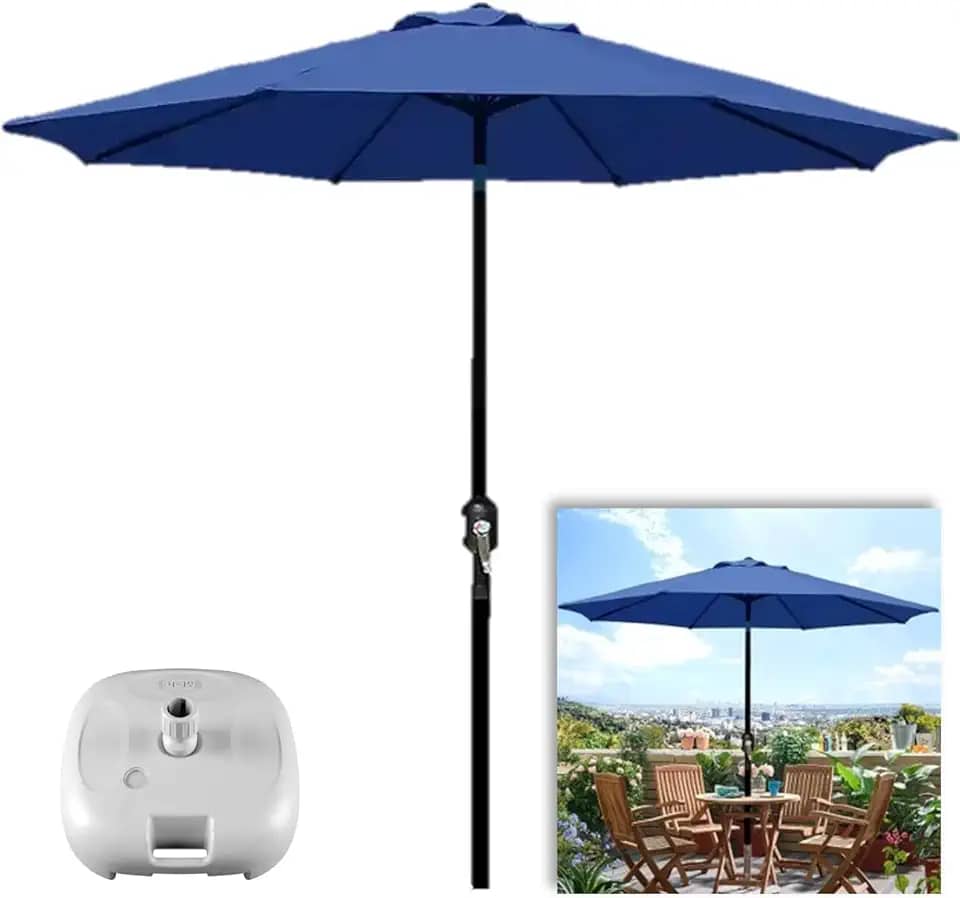 Ombrelone com Base para Piscina 3 metros guarda sol Articulado Com Manivela Maresias Azul - AMZ