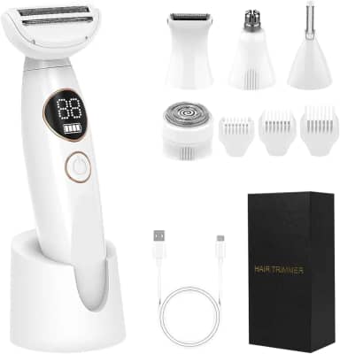 Depilador Eletrico Feminino, Barbeador Elétrico Feminino, Barbeador Feminino, 5 em 1, IPX7