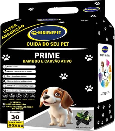 Tapete Higiênico P/cães 60x90 30unidades Prime Carvão Ativado-Bamboo Higienepet