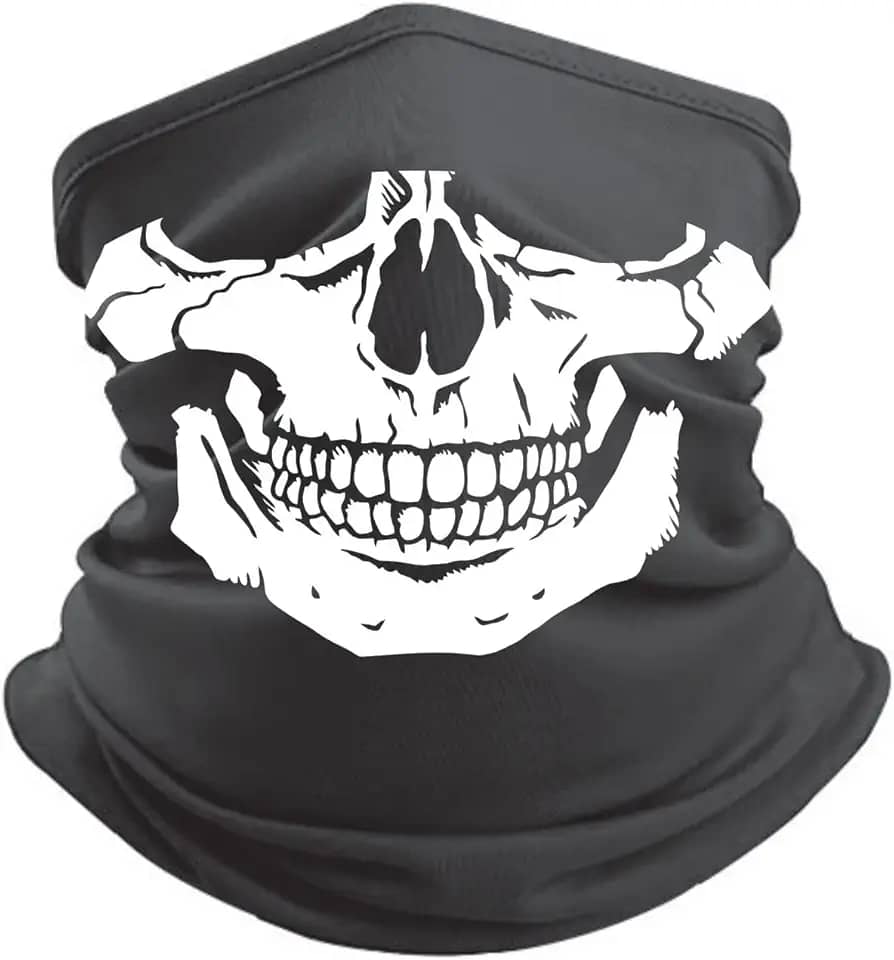 Bandana Balaclava Tubular Touca Caveira Mascara Preta Skull Unissex one size Poliéster com elastano 35 centimeters Praticantes de Atividades ao Ar Livre, Esportistas