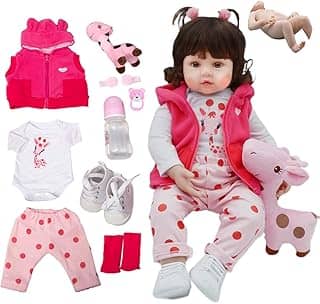 Brastoy Boneca Bebê Reborn Menina Silicone Olhos Castanhos 48cm Pode Dar Banho