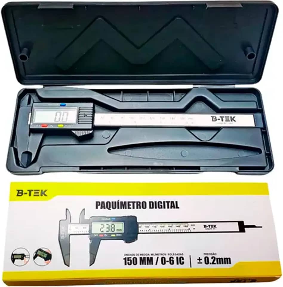 Paquímetro Digital 150mm Fibra Carbono Estojo 2 Baterias