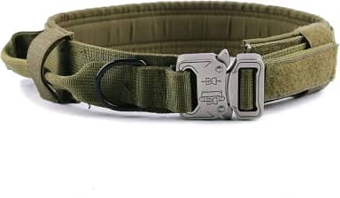 Coleira tática militar para cães com alça de controle, coleira ajustável para cães, coleira de nylon para treinamento militar, conjunto de coleira de treinamento de cães com alça de controle e fivela