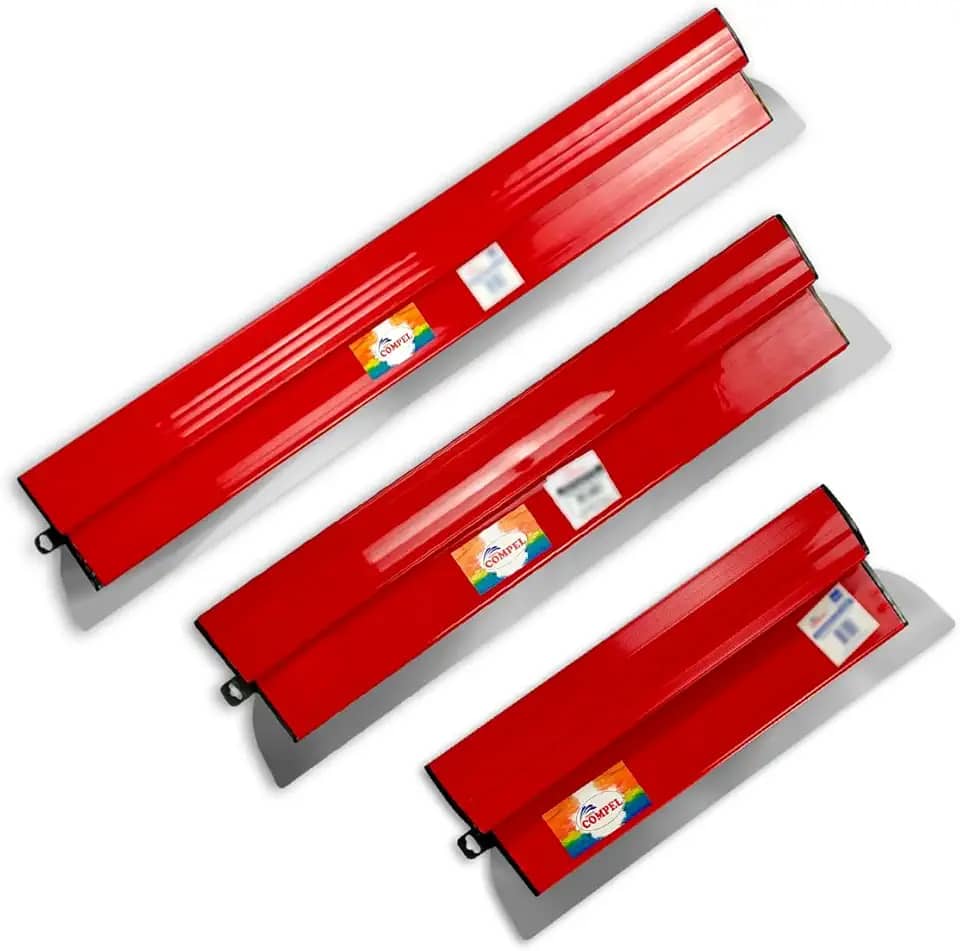 Desempenadeira Massa Corrida Pintor Berox Aço Inox Lisa 25cm, 40cm e 60cm Compel Flexível Kit Profissional