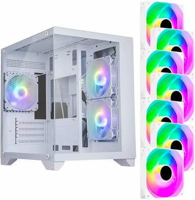 PC GAMER HOG INTEL CORE I7, 16GB, NVME 500GB, RX580 8GB, GABINETE 7 FANS, WIFI e WIN 11 PRO ATIVADO (BRANCO C/ 7 FANS RGB)
