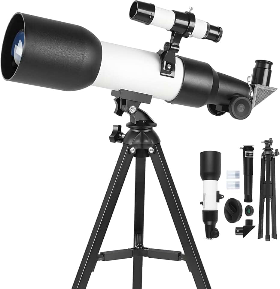 Kit Telescopio Astronômico Luneta com Tripé, Telescopio Astronomico Luneta, Telescópio Refrator Portátil, Telescópios Astronômicos com Abertura de 60 mm