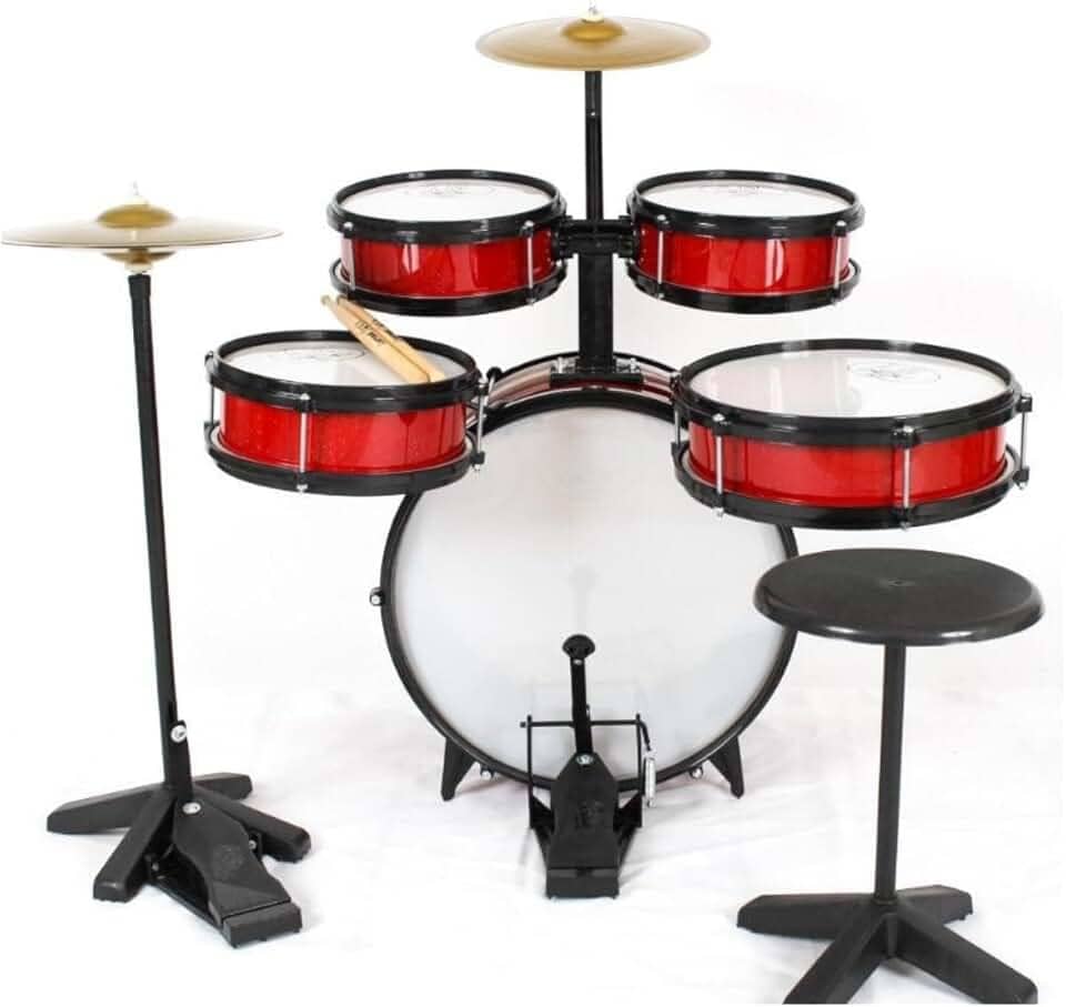Bateria Infantil c/Chimbal 72cm Profissional Completa MDF (Vermelho)