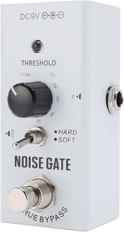 Asixxsix Pedal Noise Gate, 70dB a + 10dB Pedal de Efeitos de Guitarra Noise Killer de 2 Modos, Pedal Supressor de Ruído para Guitarra Elétrica e Baixo True Bypass