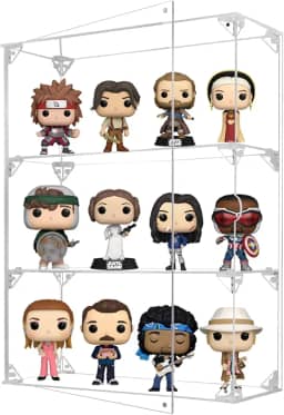 Dezzer vitrine de acrílico, vitrine transparente de 3 camadas para figuras funko pop, caixa de armário de exibição à prova de poeira montada na parede ou de mesa para estatuetas colecionávei