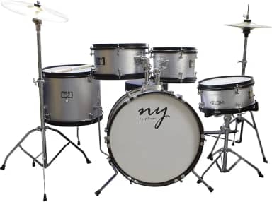 Bateria Acústica Infantil Junior 2T Prata com Banco New York