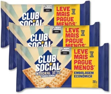 Biscoito Club Social Integral Kit 3 packs de Bolachas 288g