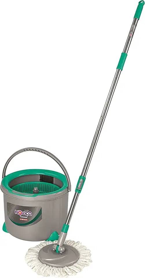 Noviça - Mop Twister Lava e Secao com Balde de 13 Litros, Cesto Centrífuga com Sistema Antirespingo e Esfregão de Microfibra com Cabo, Bettanin