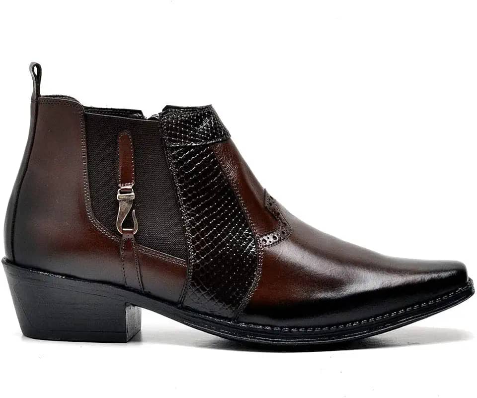 Bota Botina Masculina Texana De Couro
