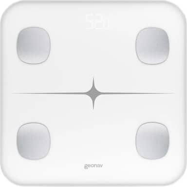 Hi by Geonav Balança Inteligente com Bioimpedância, Bluetooth, 16 parâmetros, Aplicativo, Vidro Temperado, Compatível Google Fit, Fitbit e Apple Saúde, Branco