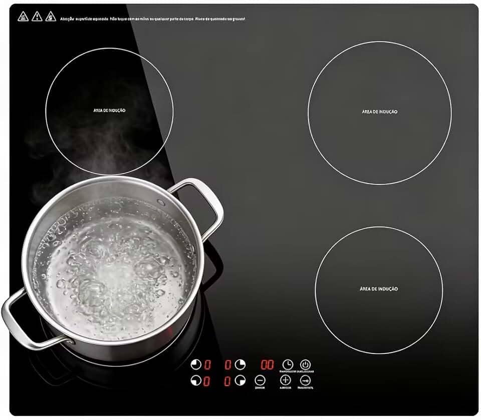 Cooktop de Indução 4 bocas controle independente 7000 W, 9 níveis de potência, trava para crianças, Controle de toque, cozinha moderna e elegante, 220V
